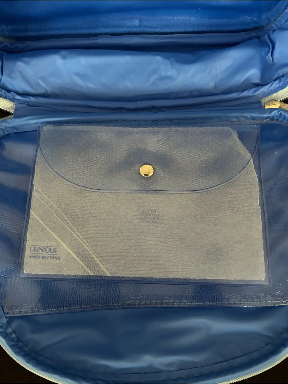 Clinique 2 Zip Organizer Cosmetic Travel Case with Top Handle Blue